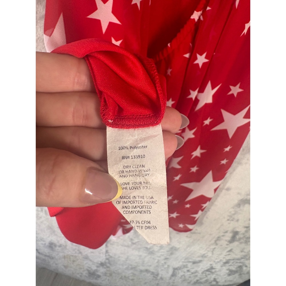 Show Me Your Mumu Katy Halter Mini Dress Star Print L Resort Patriotic Red - Picture 9 of 9